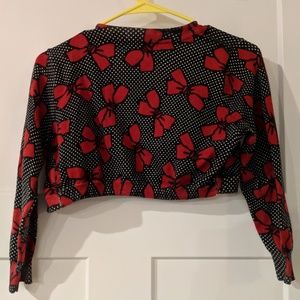 F21 retro polka dot bow shrug
